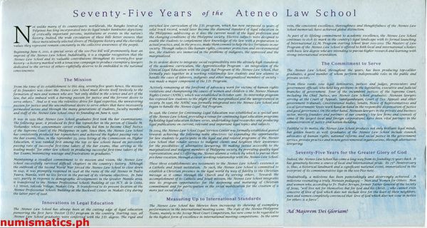 2011 100 Piso 75 Years Ateneo Law School Uncut Sheet of 2 Commemorative Banknote Page 2