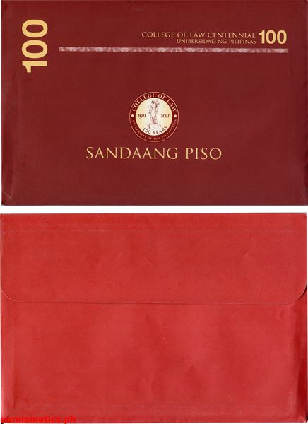 2011 100 Piso University of the Philippines College of Law Uncut Sheet of 4 Envelop Commemorative Banknote