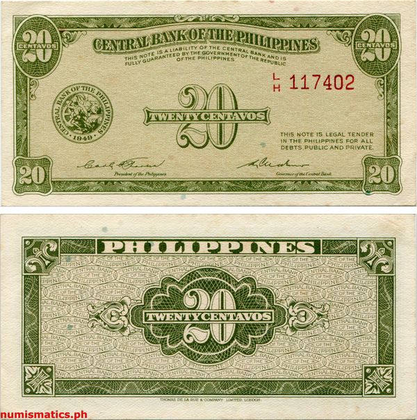 20 Centavos Garcia - Cuaderno English Series Banknote