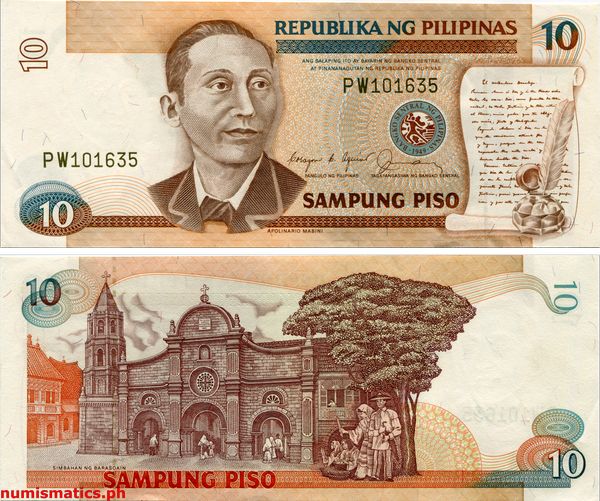 10 Piso Aquino - Fernandez Jr. New Design Series Banknote