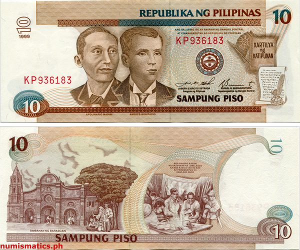 1999 10 Piso Estrada - Buenaventura New Design Series Banknote