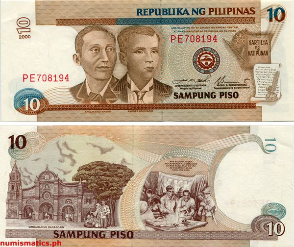 2000 10 Piso Estrada - Buenaventura New Design Series Banknote