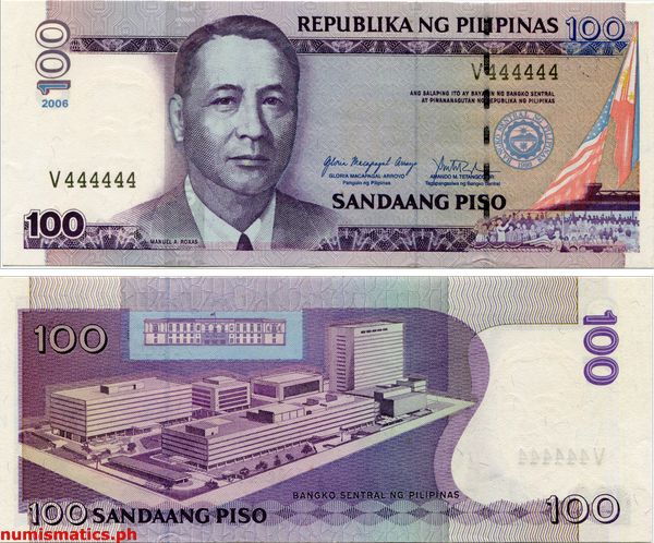 2006 100 Piso Arroyo - Tetangco Jr. New Design Series Banknote