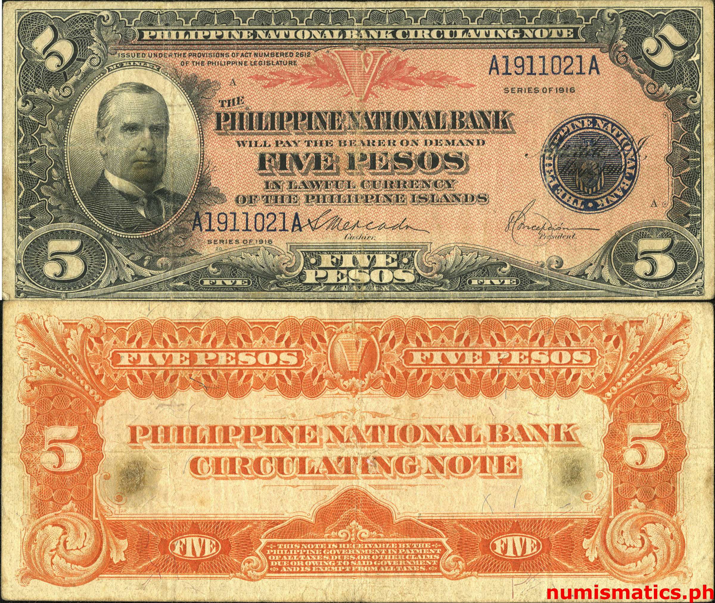 5 Pesos Philippine National Bank Circulating Note 5-pesos-philippine-national-bank-circulating-note