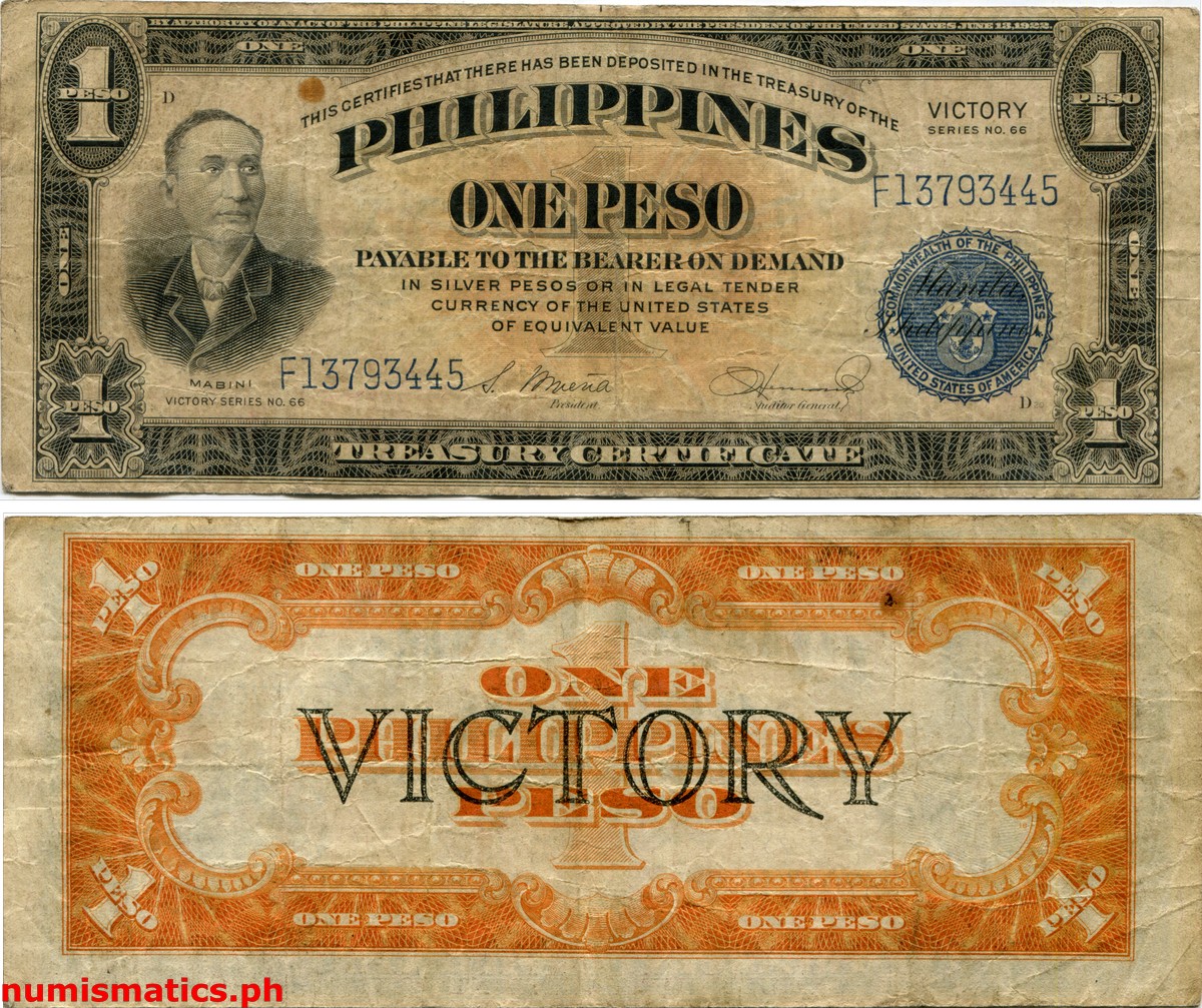 1 Peso Osmeña - Hernandez Victory Series No. 66 Treasury Certificate