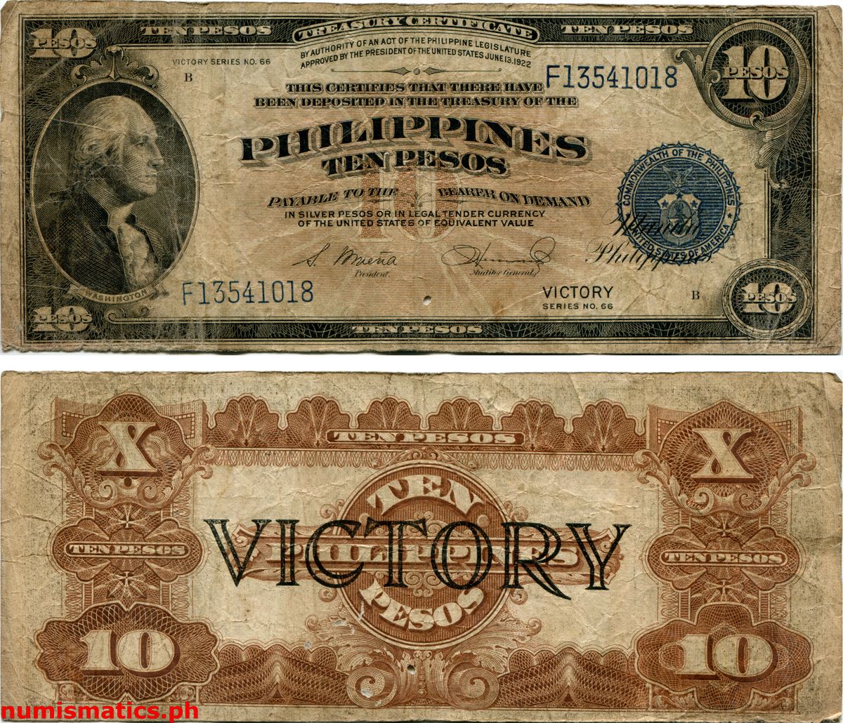 10 Pesos Osmeña - Hernandez Victory Series No. 66 Treasury Certificate