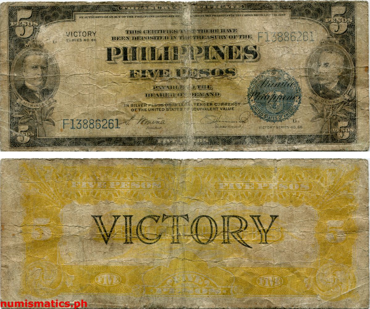 5 Pesos Osmeña - Hernandez Victory Series No. 66 Treasury Certificate 5 Pesos Osmeña - Hernandez Victory Series No. 66 Treasury Certificate