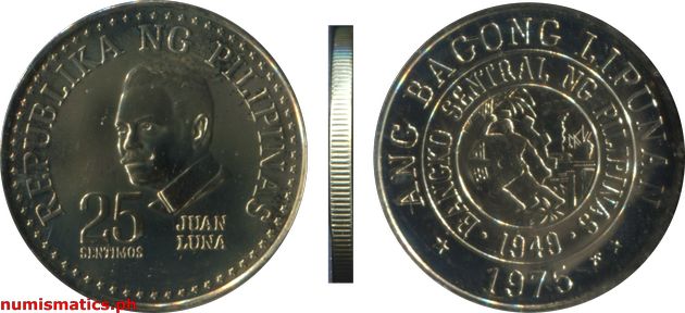 1975 FM 25 Sentimos Brilliant Uncirculated Ang Bagong Lipunan Coin