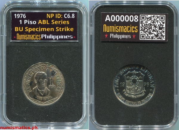 1976 FM 1 Piso Brilliant Uncirculated Ang Bagong Lipunan Coin A000008 Slab