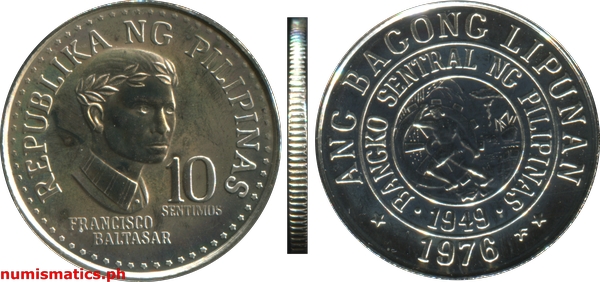 1976 FM 10 Sentimos Brilliant Uncirculated Ang Bagong Lipunan Coin