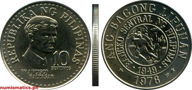 1976 FM 10 Sentimos Matte Ang Bagong Lipunan Series Coin