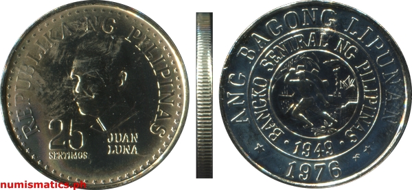 1976 FM 25 Sentimos Brilliant Uncirculated Ang Bagong Lipunan Coin