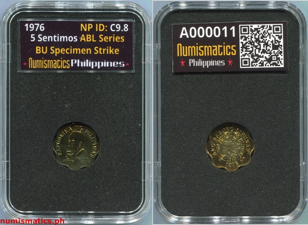1976 FM 5 Sentimos Brilliant Uncirculated Ang Bagong Lipunan Coin A000011 Slab