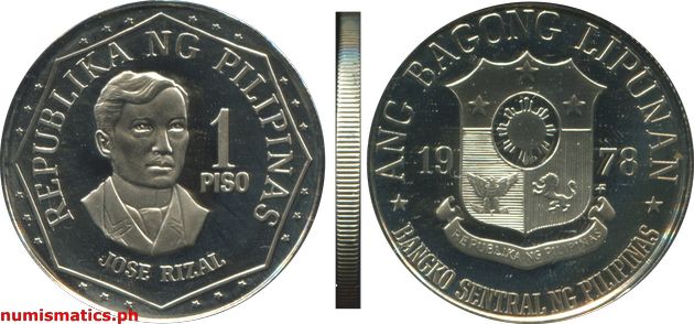 1978 FM 1 Piso Proof Ang Bagong Lipunan Series Coin