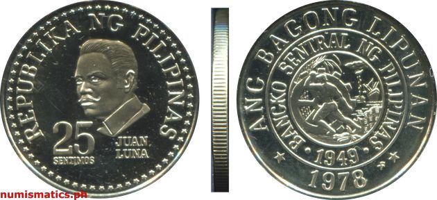 1978 FM 25 Sentimos Proof Ang Bagong Lipunan Series Coin
