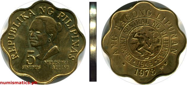 1978 FM 5 Sentimos Brilliant Uncirculated Ang Bagong Lipunan Series Coin
