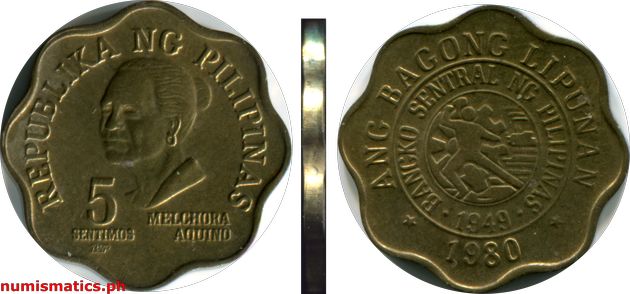 1980 BSP 5 Sentimos Ang Bagong Lipunan Series Coin