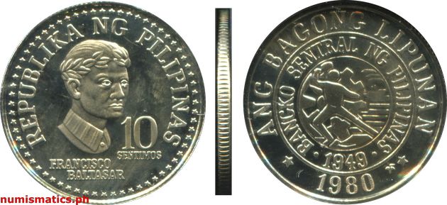 1980 FM 10 Sentimos Proof Ang Bagong Lipunan Series Coin
