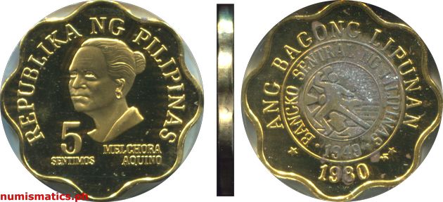 1980 FM 5 Sentimos Proof Ang Bagong Lipunan Coin