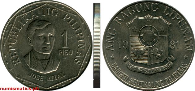 1981 BSP 1 Piso Ang Bagong Lipunan Series Coin
