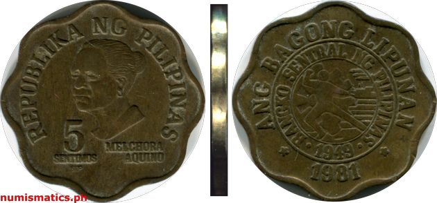 1981 BSP 5 Sentimos Ang Bagong Lipunan Series Coin