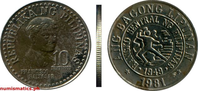 1981 FM 10 Sentimos Brilliant Uncirculated Ang Bagong Lipunan Coin
