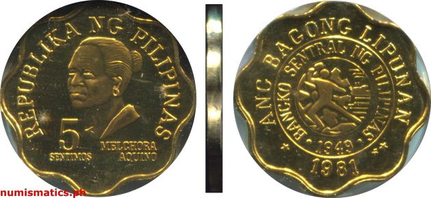 1981 FM 5 Sentimos Proof Ang Bagong Lipunan Series Coin