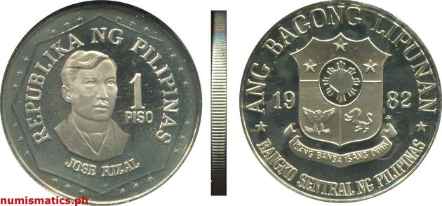 1982 FM 1 Piso Proof Ang Bagong Lipunan Series Coin