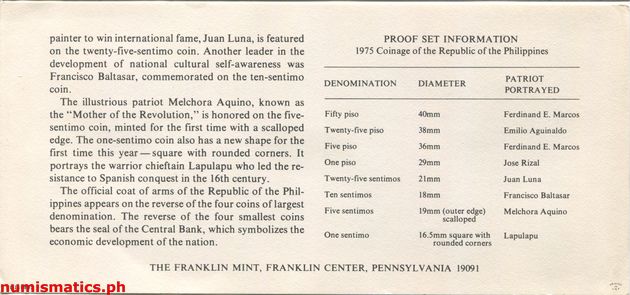 1975 (8) Proof Coin Literature 2