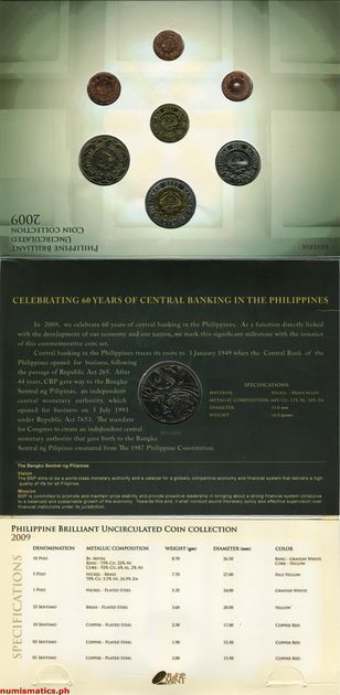 2009 60 Central Banking in the Philippines 8 Coin Set