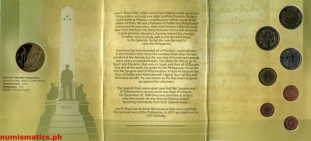 2011 Jose Rizal Philippine Brilliant Uncirculated Coin Collection 2