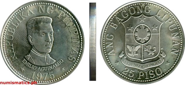 1975 25 Piso Emilio Aguinaldo Matte Commemorative Coin