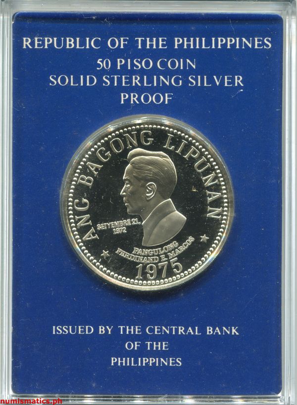 1975 50 Piso Pangulong Ferdinand E. Marcos Proof Stand Type Acrylic Obverse Commemorative Coin Box