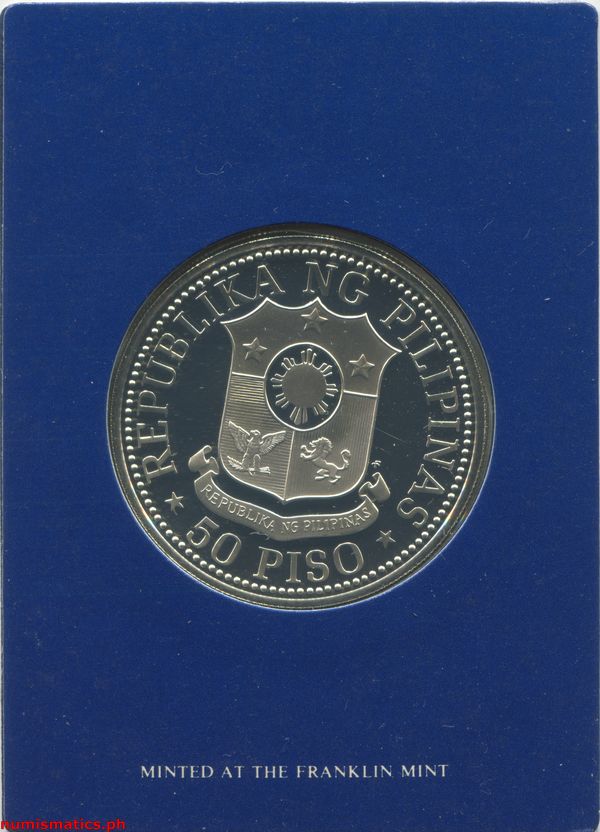 1975 50 Piso Pangulong Ferdinand E. Marcos Proof Stand Type Blister Pack Reverse Commemorative Coin Box