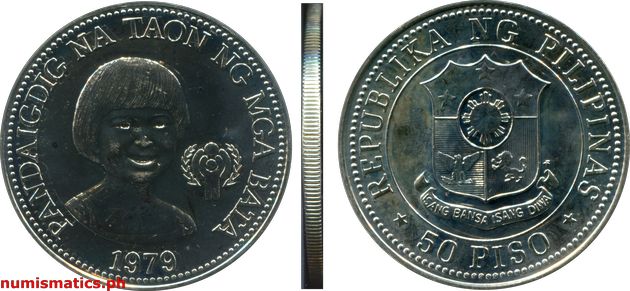 1979 50 Piso Pandaigdig na Taon ng mga Bata Commemorative Coin Brilliant Uncirculated