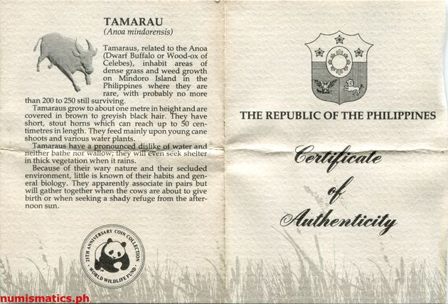 1987 200 Piso World Wildlife Fund Commemorative Coin Literature 1