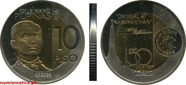 2013 10 Piso Andres Bonifacio 150 Years Blister Pack Commemorative Coin