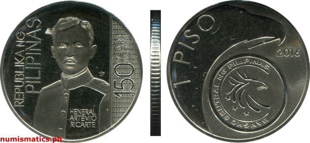 2016 1 Piso Heneral Artemio Ricarte 150 Years Blister Pack Commemorative Coin
