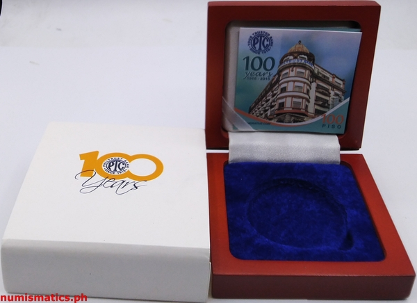 2016 100 Piso 100 Years Philtrust Bank Commemorative Coin A000005 Box and Paper Case