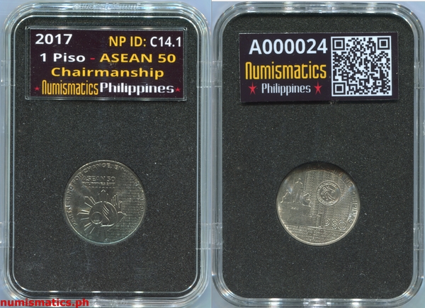 2017 1 Piso ASEAN 50 Commemorative Coin A000024 Slab