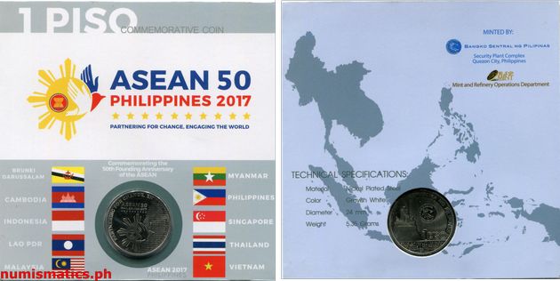 2017 1 Piso ASEAN 50 Blister Pack Commemorative Coin