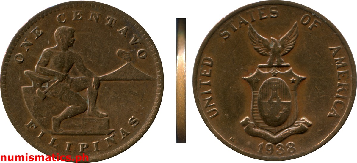 1938 M One Centavo Commonwealth Issues Coin