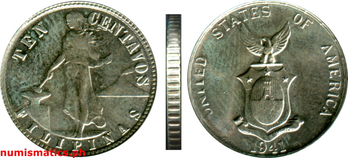 1941 M Ten Centavos Commonwealth Issues Coin