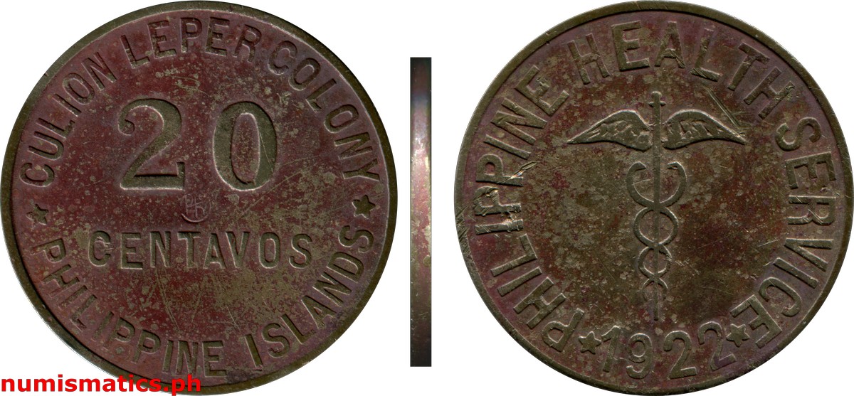 1922 20 Centavos Culion Leper Colony Coin