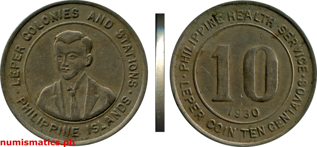 1930 10 Centavos Leper Colonies and Stations Coin