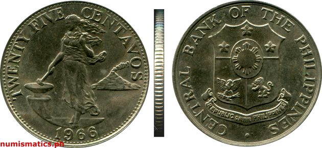 1966 Twenty Five Centavos (Royal Mint) English Series Coin