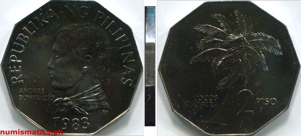 1983 2 Piso Brilliant Uncirculated Flora and Fauna Coin