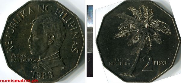 1983 2 Piso Jaime C. Laya Compliments Coin Flora and Fauna Series