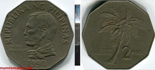 1990 2 Piso Flora and Faura Series Coin