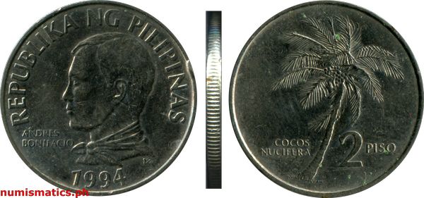1994 2 Piso Sentimo Improved Flora and Fauna (IFF) Series Coin